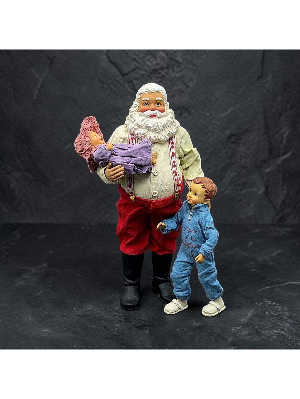 Rare Vintage Santa W Grandchildren Christmas Figurine Family Holiday Decor 10"